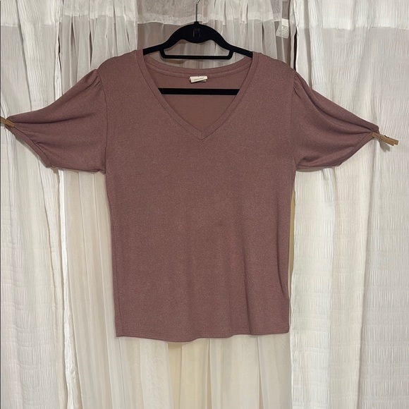 Mod Ref Purple Fitted Short Sleeve Blouse - Picture 1 of 5